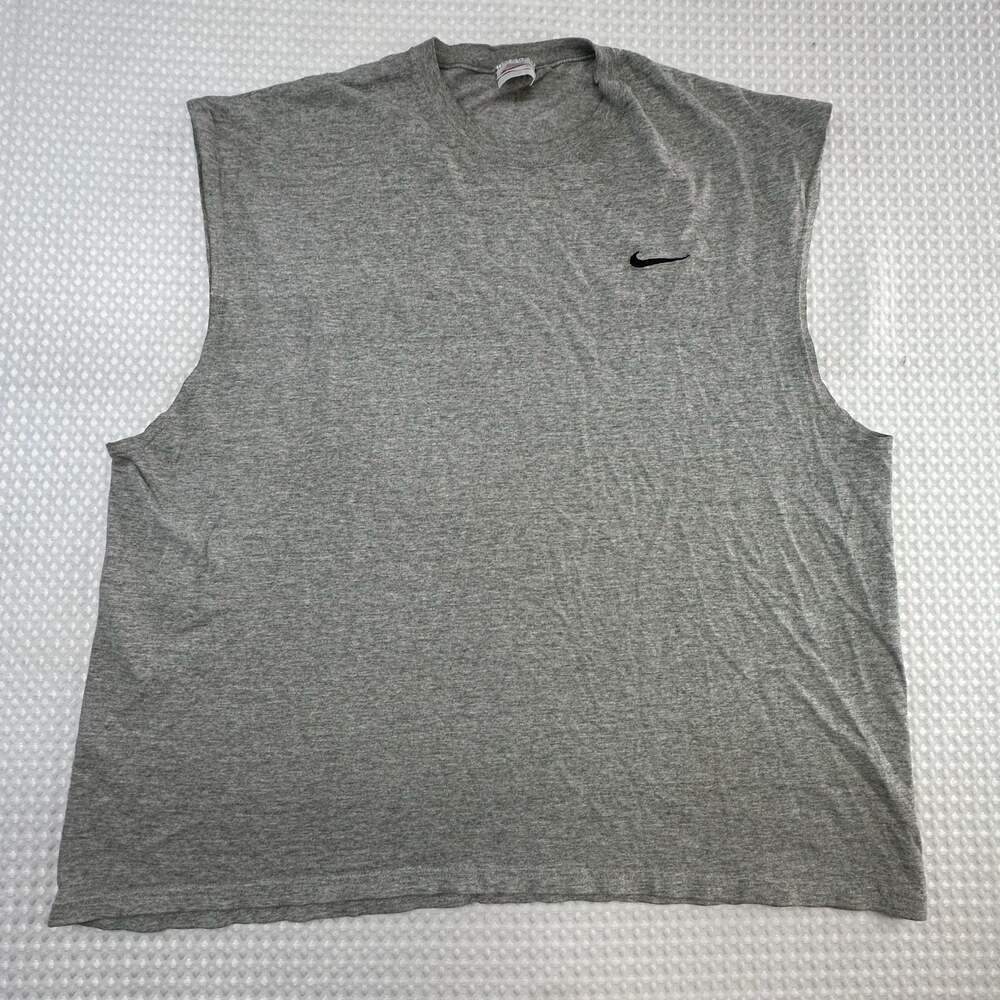 Vintage Nike Gray Heather Sleeveless Tank Top with Embroidered Swoosh